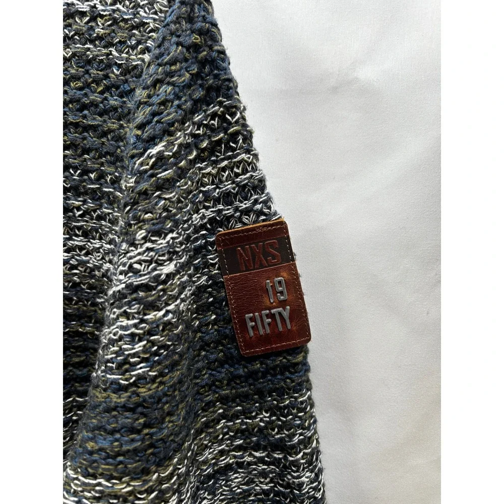No Excess Knit Cardigan Men L Blue Gray Heavy Full-Zip Sweater 100% Cotton Dutch